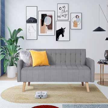 Modern 52" Linen Upholstery Loveseat Sofa