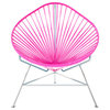 Acapulco Chair With Chrome Frame, Pink Weave