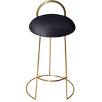 Meridian Furniture - Ring Velvet Upholstered Counter Height Stool with Durable Iron Frame, Black, Gold Finish - Elegance comes to your home counter with this Ring velvet counter stool. Soft black velvet makes this a sleek addition to your home counter or bar setup, while a brushed gold finish ensures its sophisticated demeanor at breakfast time or during evening cocktail hour. The padded cushion keeps them happy while they dine or drink, and this counter-height stool features a solid metal frame for strength, resilience and durability.