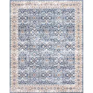 nuLOOM Shae Faded Persian Bordered Machine Washable Area Rug, Blue 8' x 10'