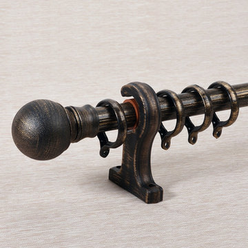 QYR4121 28mm Antique Black White Green Curtain Rod Sets