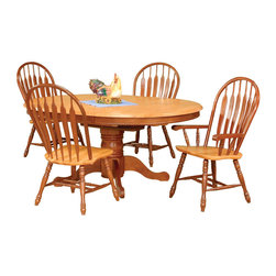 Sunset Trading - 5-Pc Pedestal Butterfly Leaf Dining Set with Two Comfort Arm Chairs - Dining Sets
