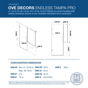 Endless TP0190301 Tampa-Pro Buttress 47 15/16 to 49 1/8" W x 72" H ORB