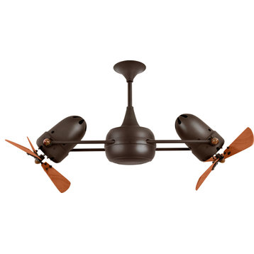 Duplo Dinamico Rotational Ceiling Fan With Mahogany Blades, Bronzette