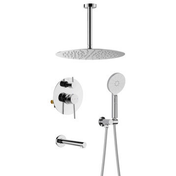 Ceiling Mounted 3-Function Shower System, Rough, Valve, Chrome