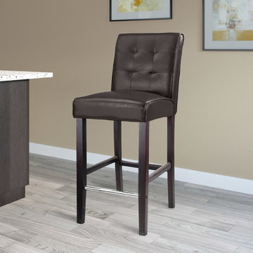 Antonio Bar Height Barstool, Dark Brown Bonder Leather