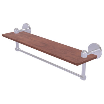 Tango 22" Solid Wood Shelf with Towel Bar, Satin Chrome