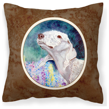 7226Pw1414 Bedlington Terrier Fabric Decorative Pillow, 14" Hx14"W