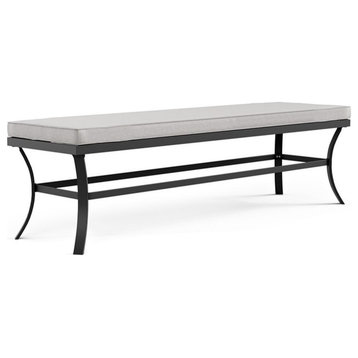 Afuera Living 59-inch Black Outdoor Metal Bench with Gray Cushion
