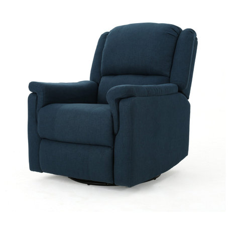 GDF Studio Jemma Tufted Fabric Swivel Gliding Recliner Chair, Navy Blue