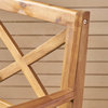 GDF Studio Logan Outdoor Acacia Wood Barstools, Set of 2, Teak Finish/Green