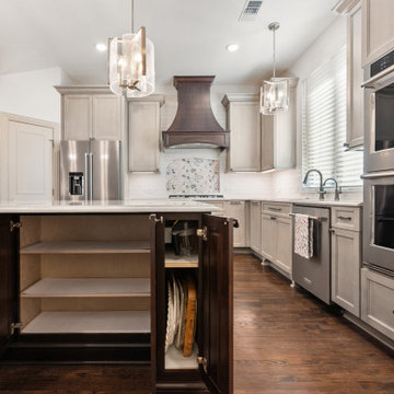 Dark Wood Kitchen Island with Hidden Shelf Storage