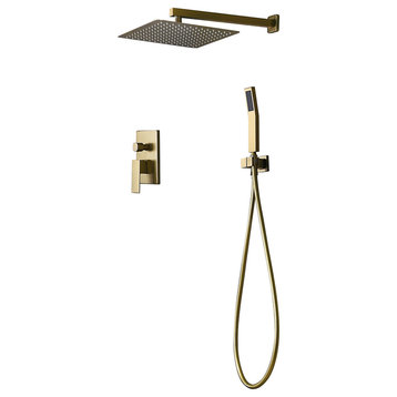 Wall Mounted Shower System with Handheld Shower Pressure Balance Valve, 12"