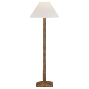 Strie Buffet Lamp in Gilded Iron with Linen Shade