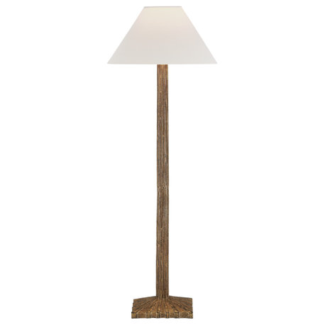 Strie Buffet Lamp in Gilded Iron with Linen Shade