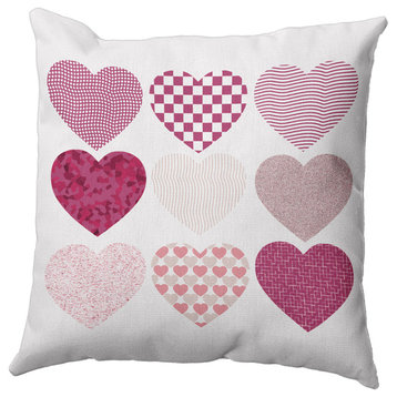 Patterned Hearts Decorative Throw Pillow, Pink, 26"x 26"