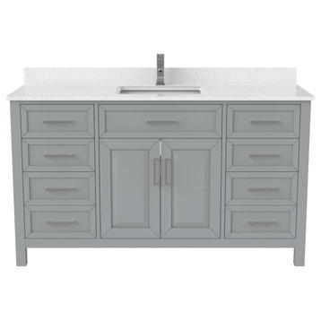 Terrence 60" Vanity with Power Bar and Drawer Organizer, Oxford Gray