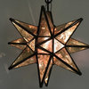 Moravian Star Light, Antique Glass With Bronze Trim, 10" Diameter, With Mount Ki