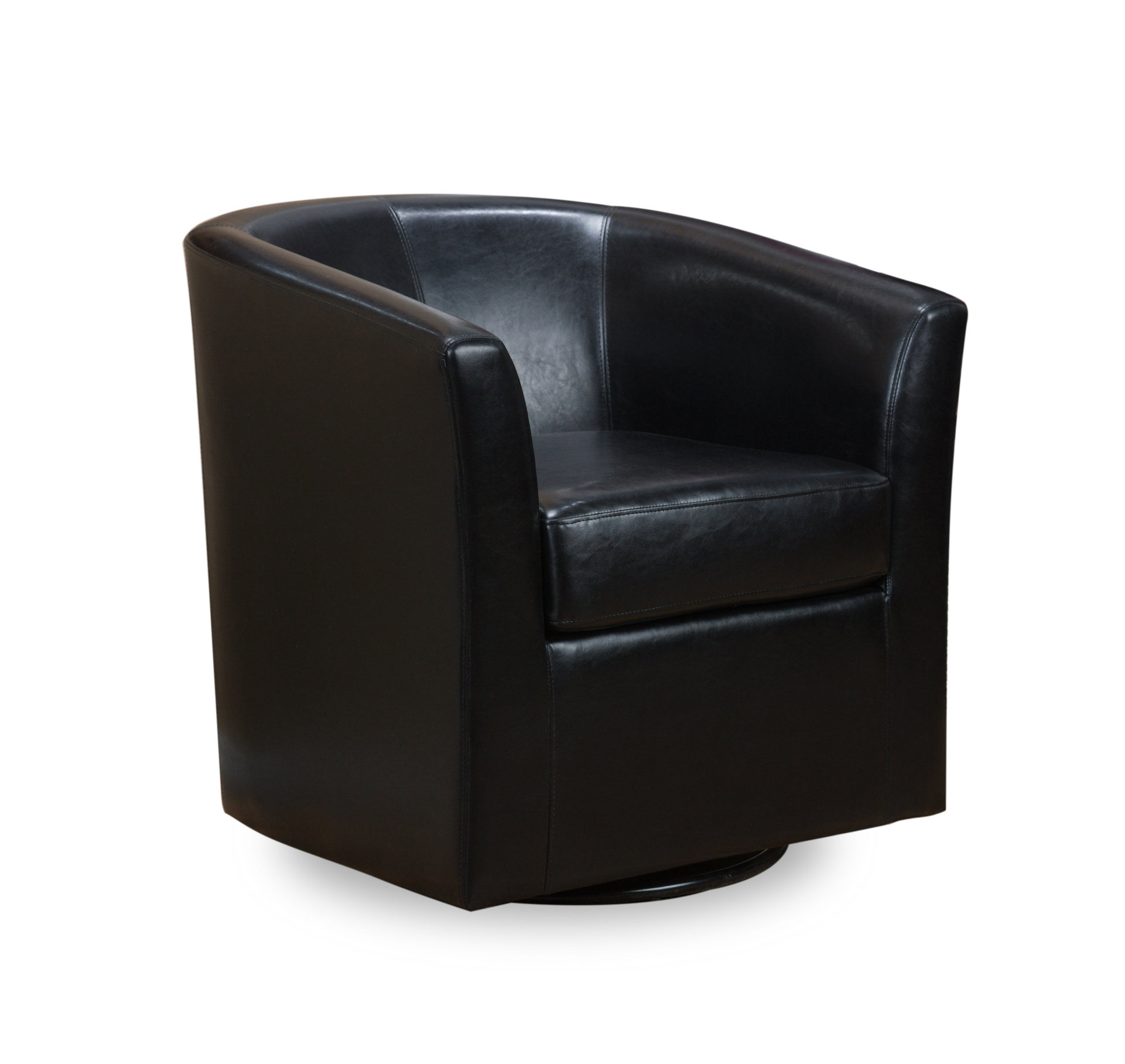 GDF Studio Corley Black Leather Swivel Club Chair
