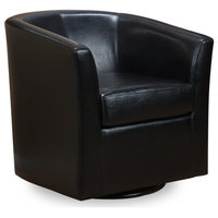 GDF Studio Corley Black Leather Swivel Club Chair