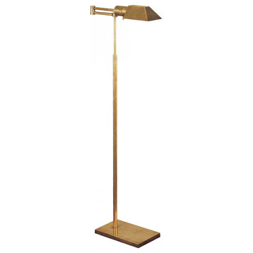 Studio Floor Lamp, 1-Light, Swing Arm, Hand-Rubbed Antique Brass, 57"H