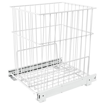 Steel Wire Pull Out Hamper for Vanity/Closet Applications, White