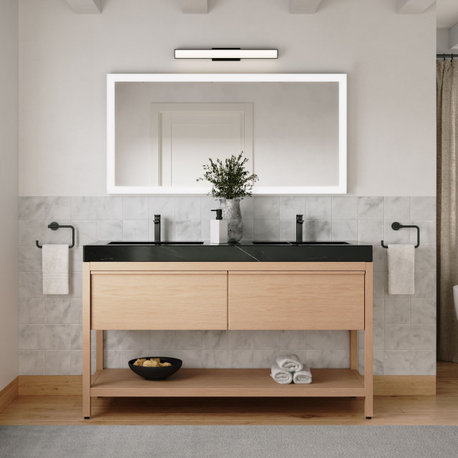 Bibury Bath Vanity, Whitewash Oak, 60", Double Sink, Freestanding