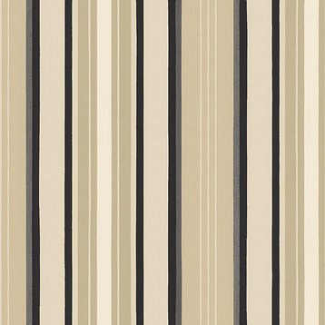 Textured Vertical Stripe Wallpaper, Beige and Black, Bolt
