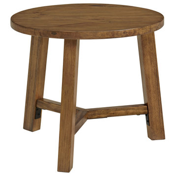 Alaterre 20-inch Newbury Round End Table, Pecan