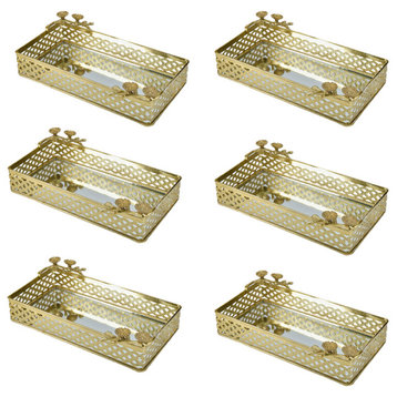 Serene Spaces Living Gold Mirrored Vanity Tray, Pack of 12