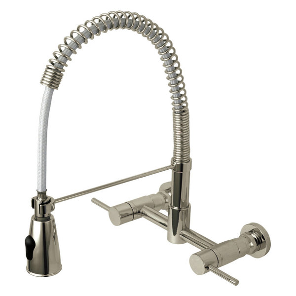 Concord 2-Handle Wall Mount Pull-Down Kitchen Faucet, Brushed Nickel