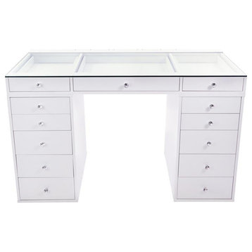 SlayStation Plus 2.0 Tabletop and Drawers Bundle, Bright White, 5 Drawers