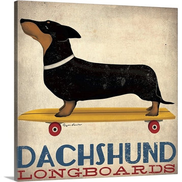Dachshund Longboards Wrapped Canvas Art Print, 20"x20"x1.5"