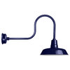 12" Vintage LED Barn Light With Industrial Arm, Cobalt Blue