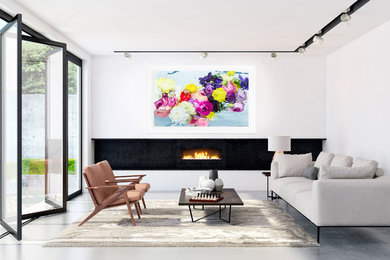 Abstract Floral Art by Jessica Kenyon in Contemporary Interior