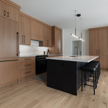 Kitchen and Pantry, Angled View | Subtle Light, Bold Black