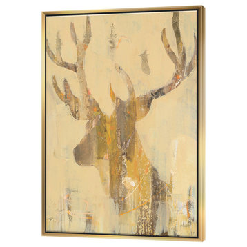 Designart Golden Deer Ii Modern Farmhouse Framed Artwork, Gold, 36x46