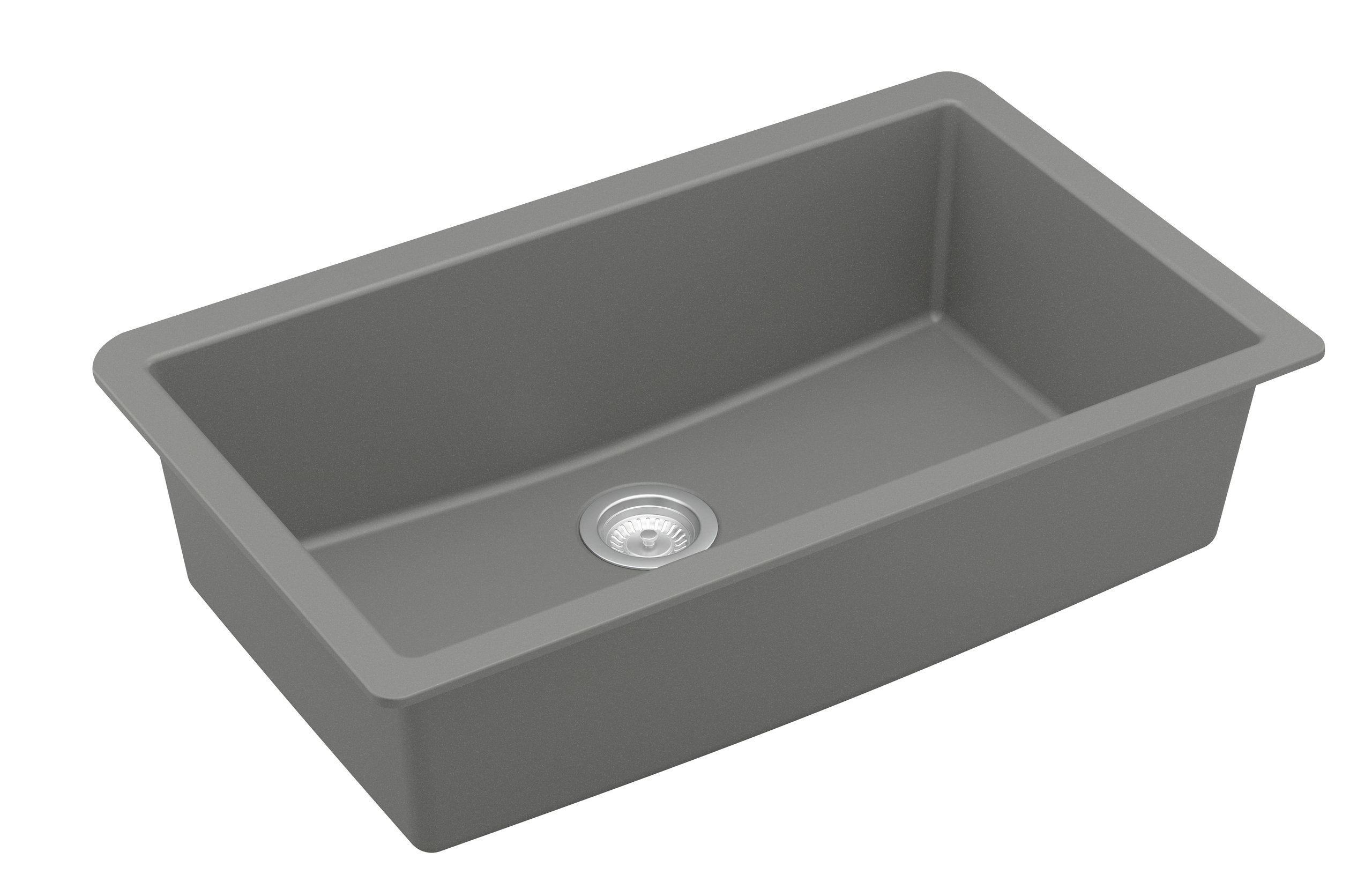 Karran QU-812 Undermount 32.5" Large Single Bowl Quartz Sink Kit, Grey