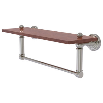 Waverly Place 16" Solid Wood Shelf and Towel Bar, Satin Nickel