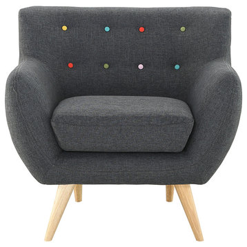 Modern Contemporary Armchair, Gray Fabric