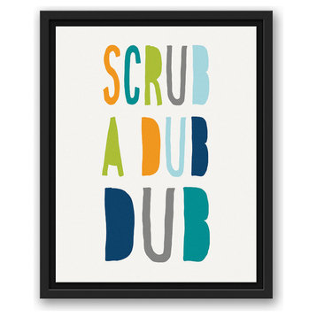 Scrub A Dub Dub Cool Tones Design 11x14 Black Floating Framed Canvas