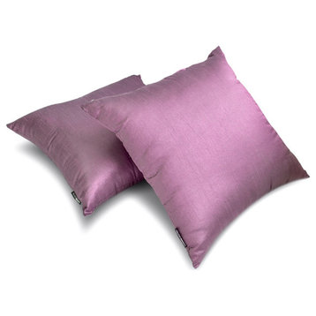 Lilac Art Silk 12"x18" Lumbar Pillow Cover Set of 2 Plain & Solid - Lilac Luxury