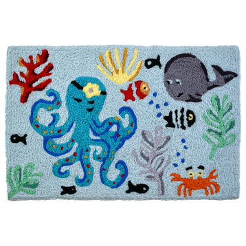 Octopus's Garden,  Indoor Outdoor Accent Doormat,  20"x30"