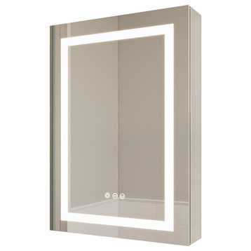 20" Surface/Recessed Mount Aluminum Medicine Cabinet with Mirror and LED Lights