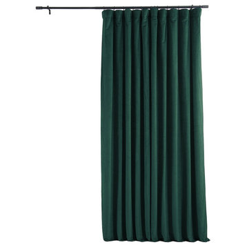Extra Wide Blackout Velvet Curtain Single Panel, Blackforest Green, 100w X 96l