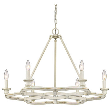 Saxon 6 Light Chandelier, French White