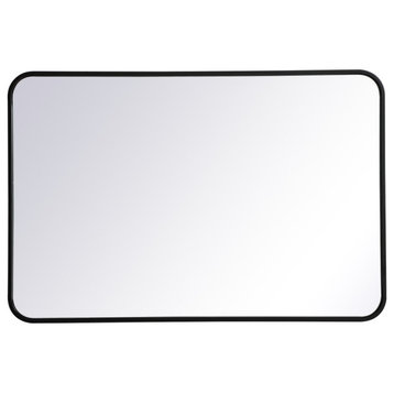 Elegant Decor MR802436BK Soft Corner Metal Rectangular Mirror, 24"x36"