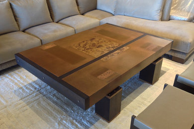 Inspiration for a large contemporary enclosed carpeted and white floor living room remodel in Phoenix with no fireplace