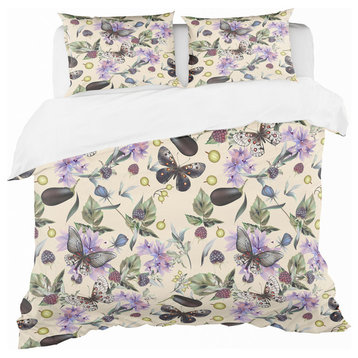 Butterflies and Flowers Cabin and Lodge Duvet Cover Set, Twin