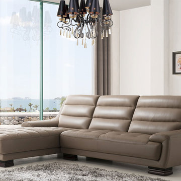 6082 Sectional Sofa | Dark Beige Leather